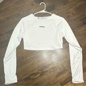 Women’s Gymshark White Cropped Long Sleeve Workout Shirt. Size Medium.